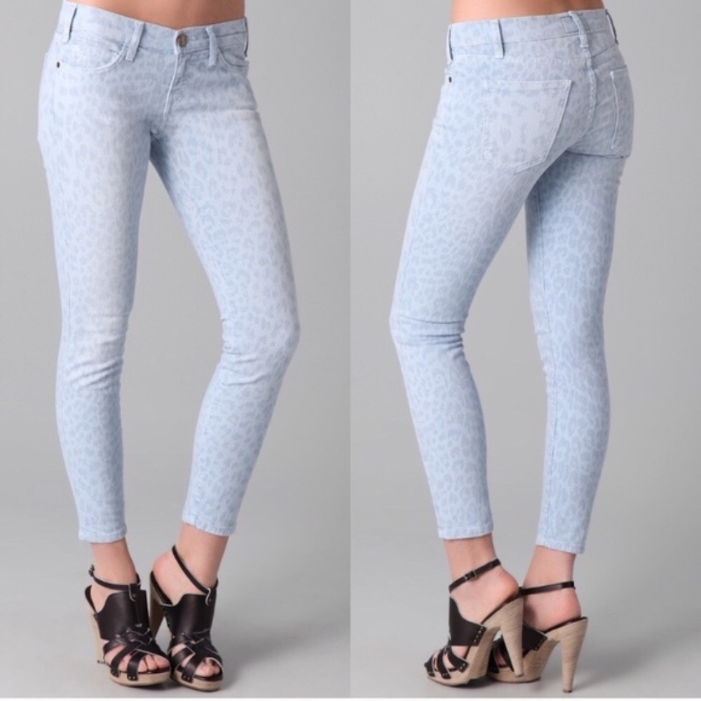 Current Elliot Blue Stiletto Leopard Jeans Size 24